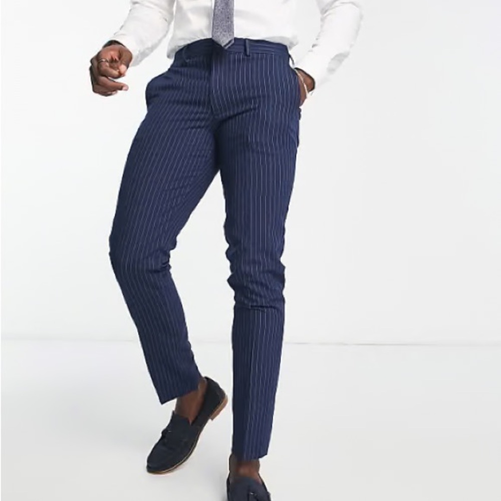 NWT - Jack & Jones Premium super slim pin stripe suit pants in navy